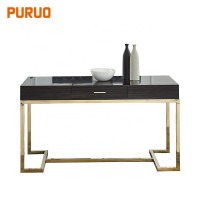 European style black mdf desk top dining table set modern luxury