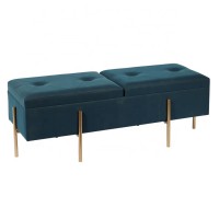 Two pieces space room storage bench with metal leg for bed room